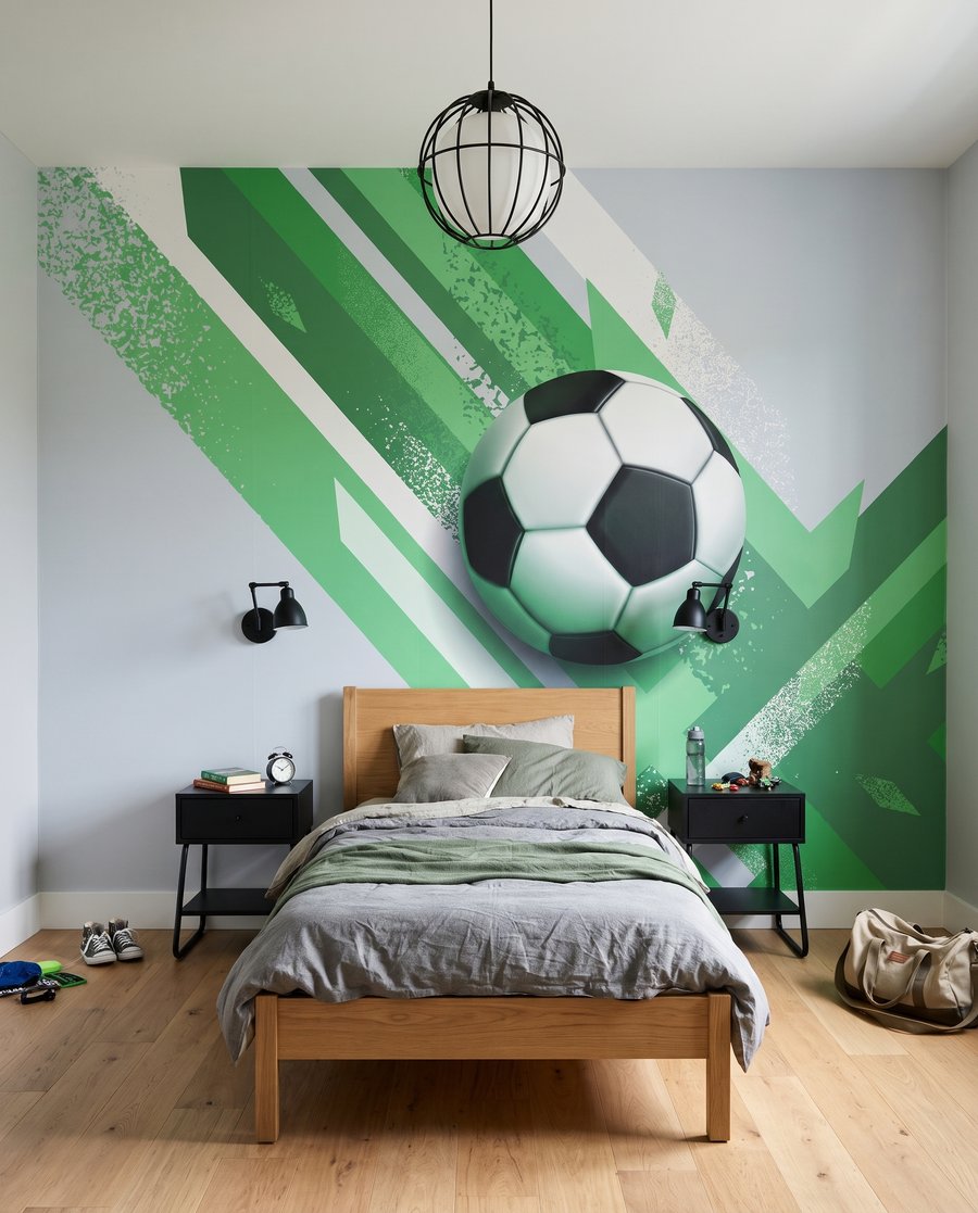 Fußball zwischen schrägen Farbbahnen — Interieur 2