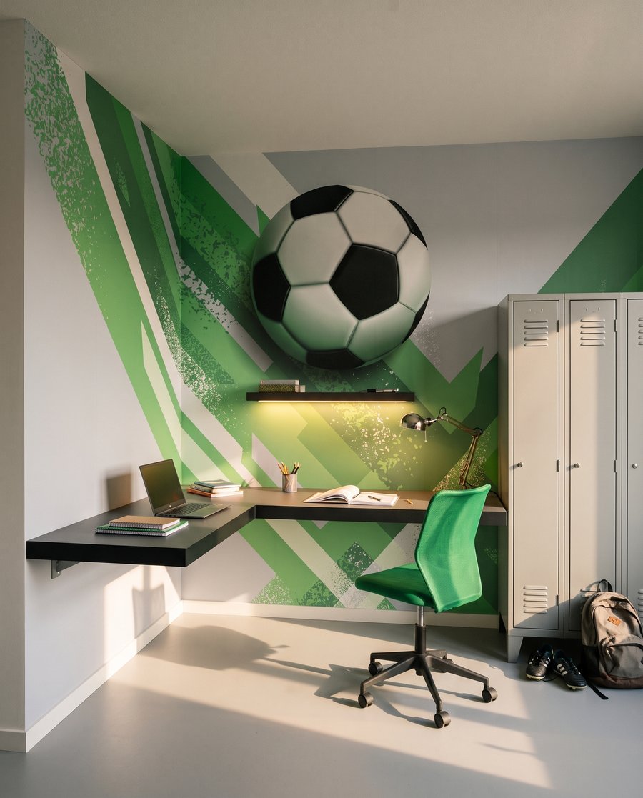 Fußball zwischen schrägen Farbbahnen — Interieur 4