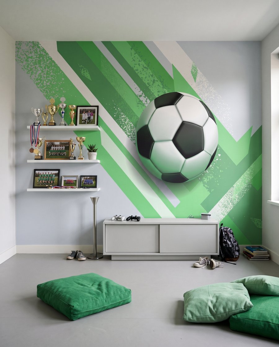 Fußball zwischen schrägen Farbbahnen — Interieur 5
