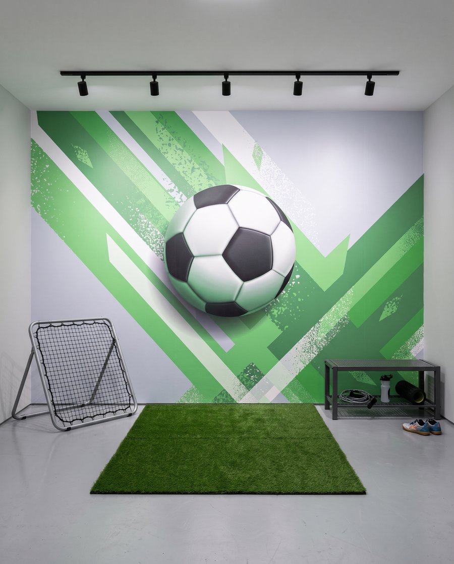 Fußball zwischen schrägen Farbbahnen — Interieur 6