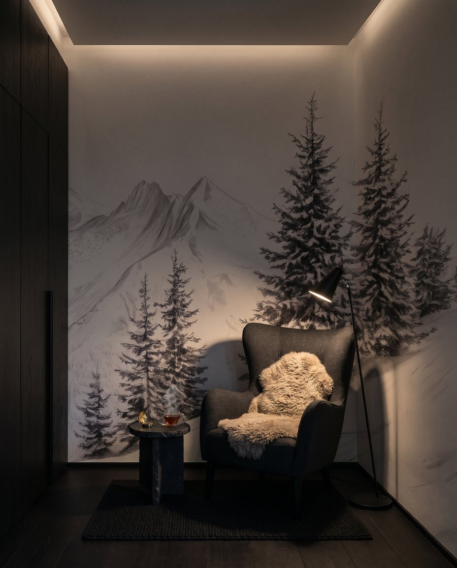 Kiefern vor weißen Gipfeln — Interieur 3