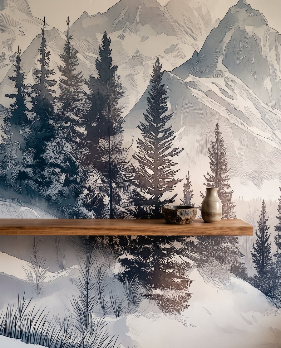 Stille Bucht vor Schneebergen — Detail