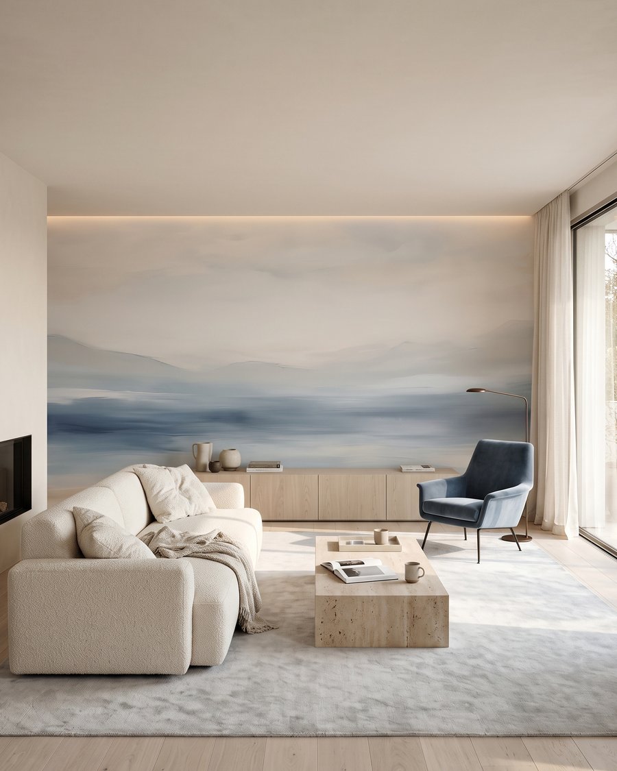 Meer in verblassendem Blau in einem Interieur