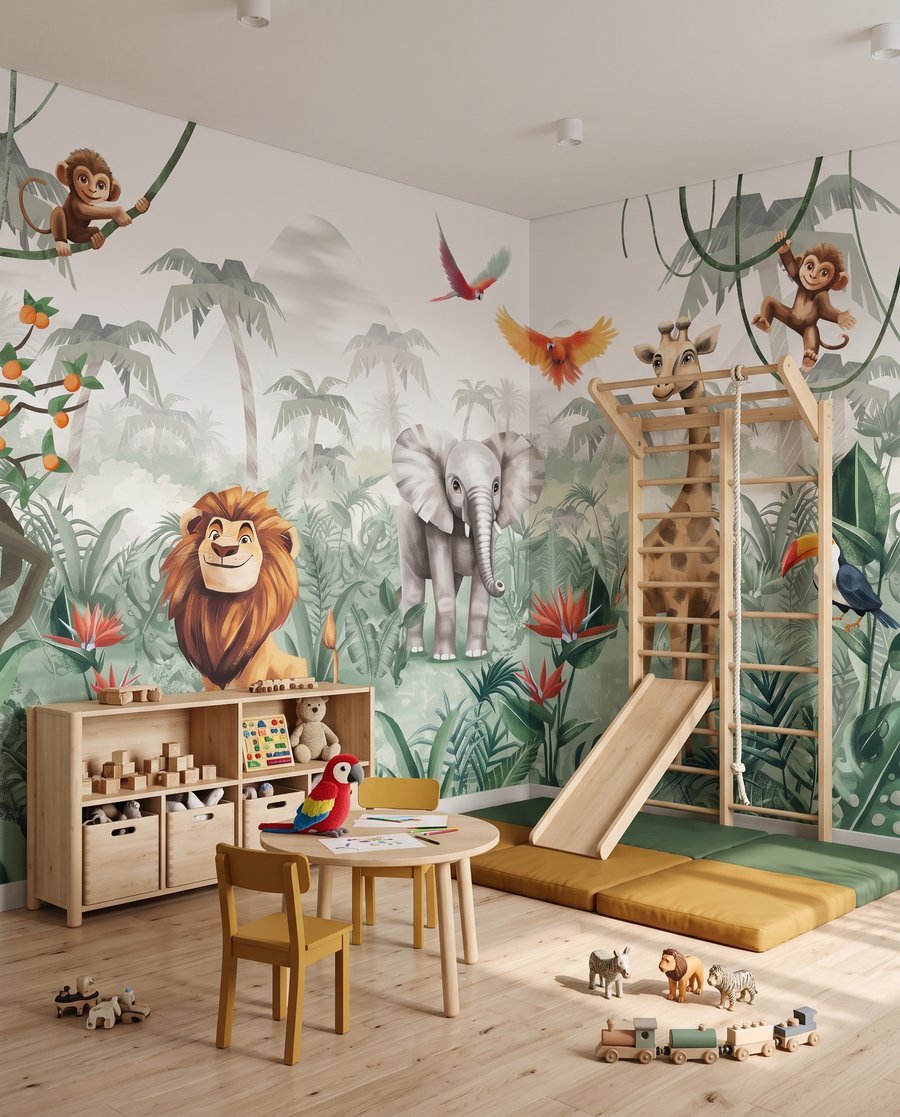 Dschungelfest zwischen Lianen in einem Interieur
