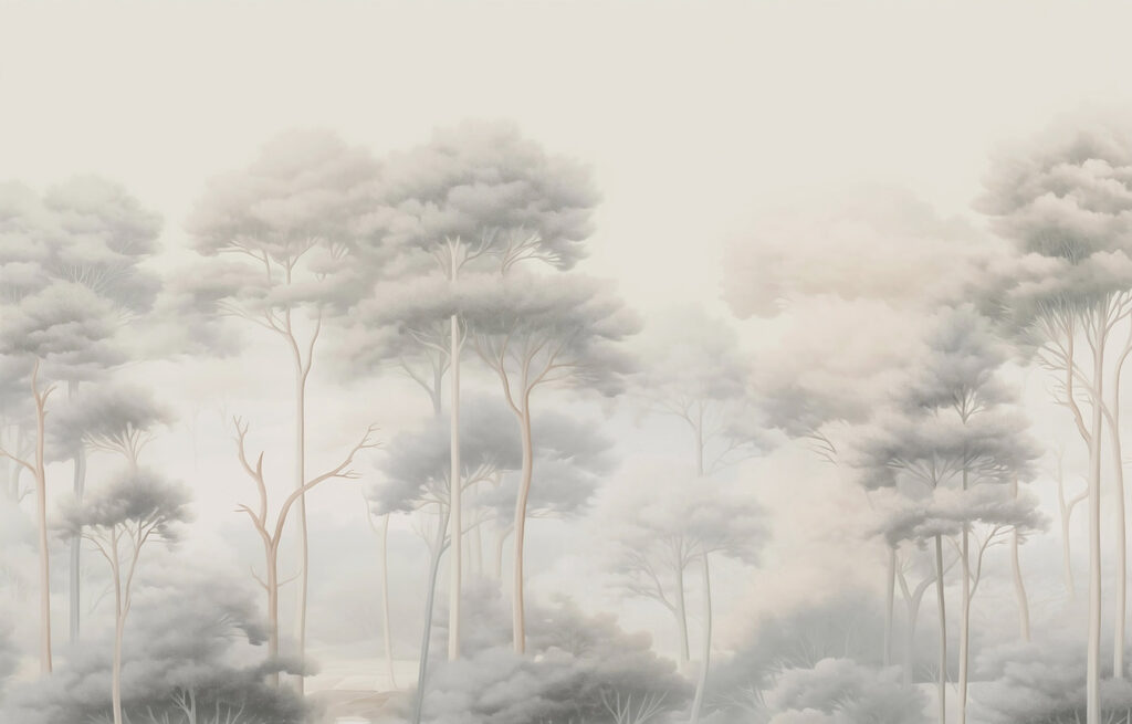 Bäume im Morgennebel — ganzes Design