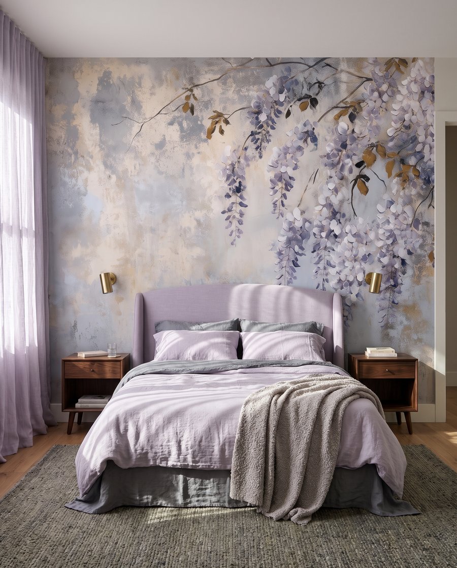 Lila Blüten auf Patina — Interieur 2
