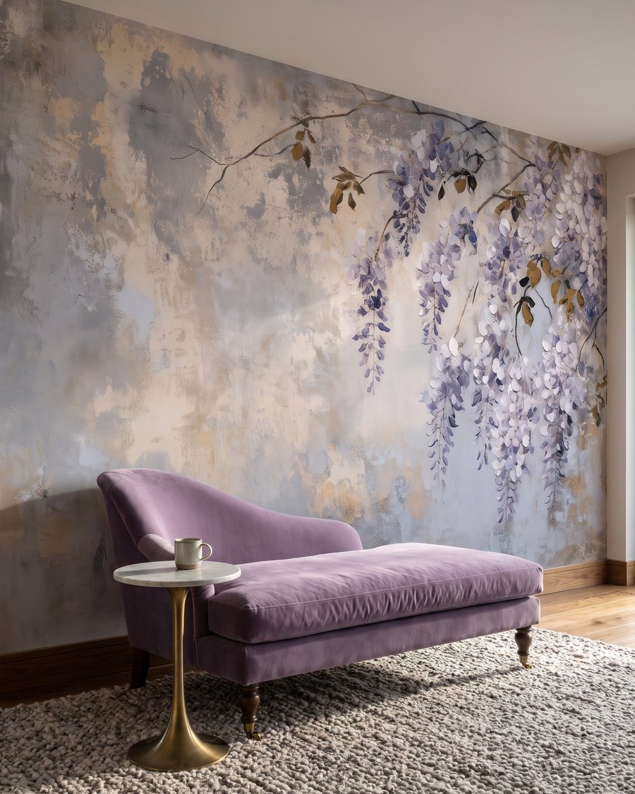 Lila Blüten auf Patina — Interieur 4