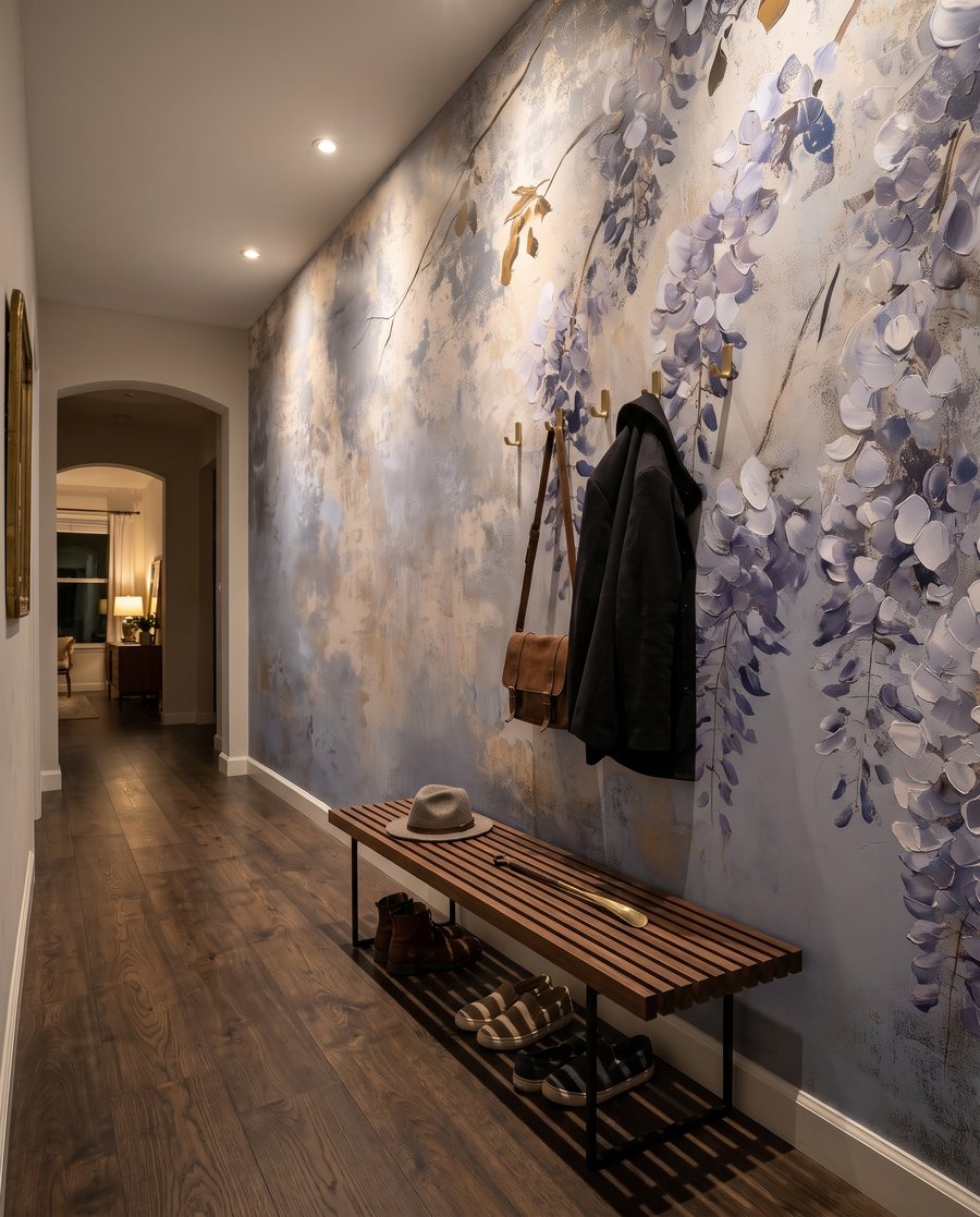 Lila Blüten auf Patina — Interieur 5