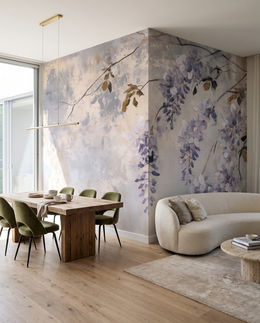 Lila Blüten auf Patina — Interieur 7