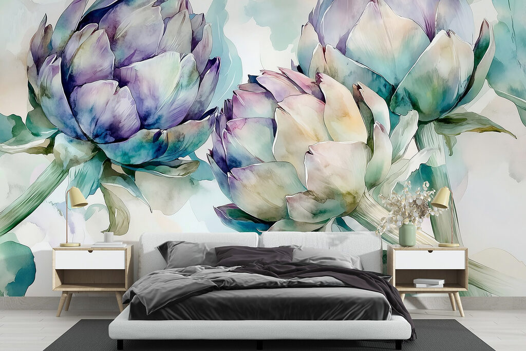 Artischocken in Aquarell in einem Interieur