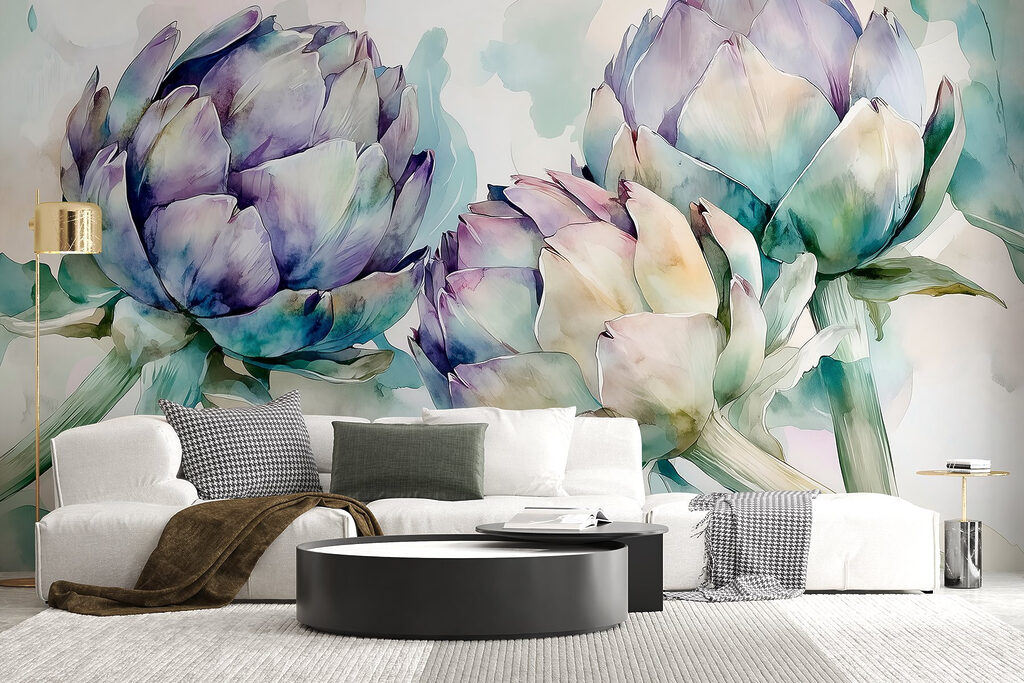 Artischocken in Aquarell in einem Interieur