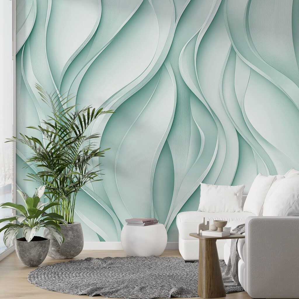 Fließende Wellenformen in einem Interieur