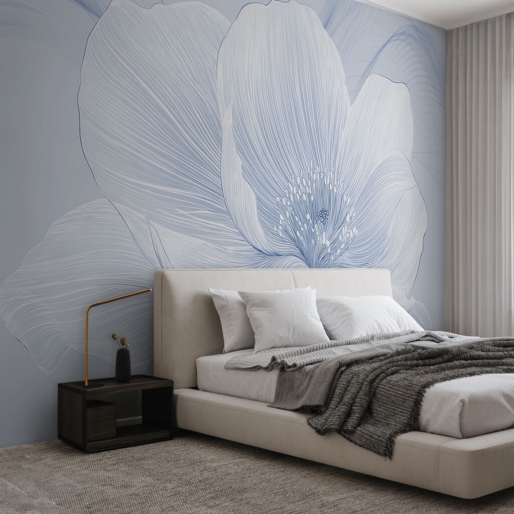 Blüte mit feinen Linien in einem Interieur
