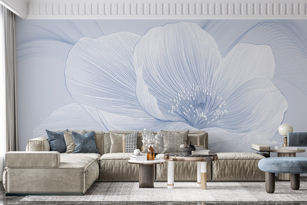 Blüte mit feinen Linien in einem Interieur