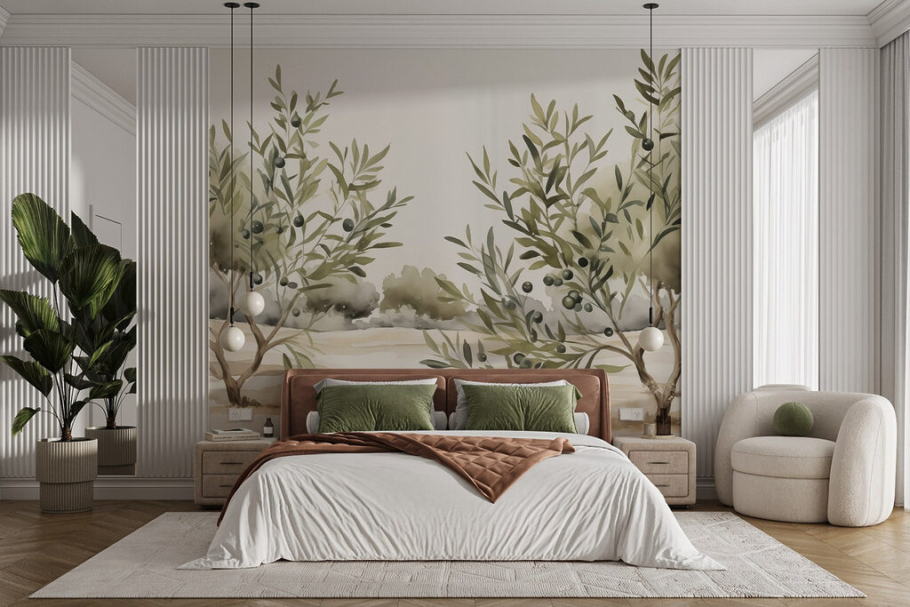 Olivenbäume in der Ebene in einem Interieur