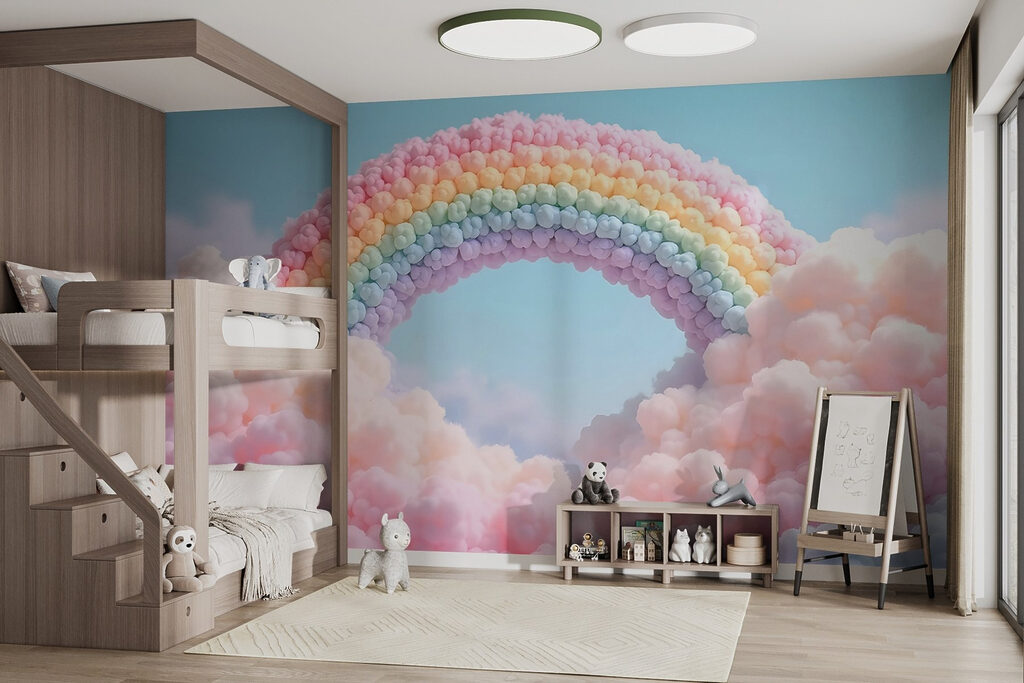 Regenbogen aus Tupfen in einem Interieur