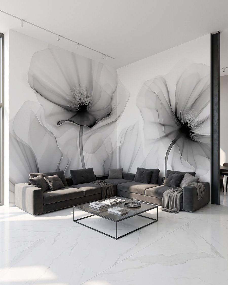 Blüten wie Farbnebel in einem Interieur