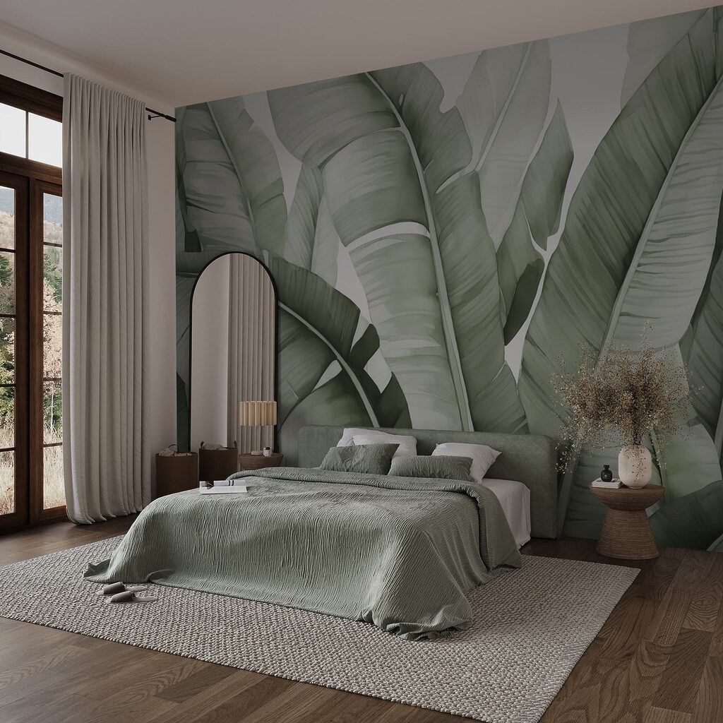 Blätter in Nahaufnahme in einem Interieur