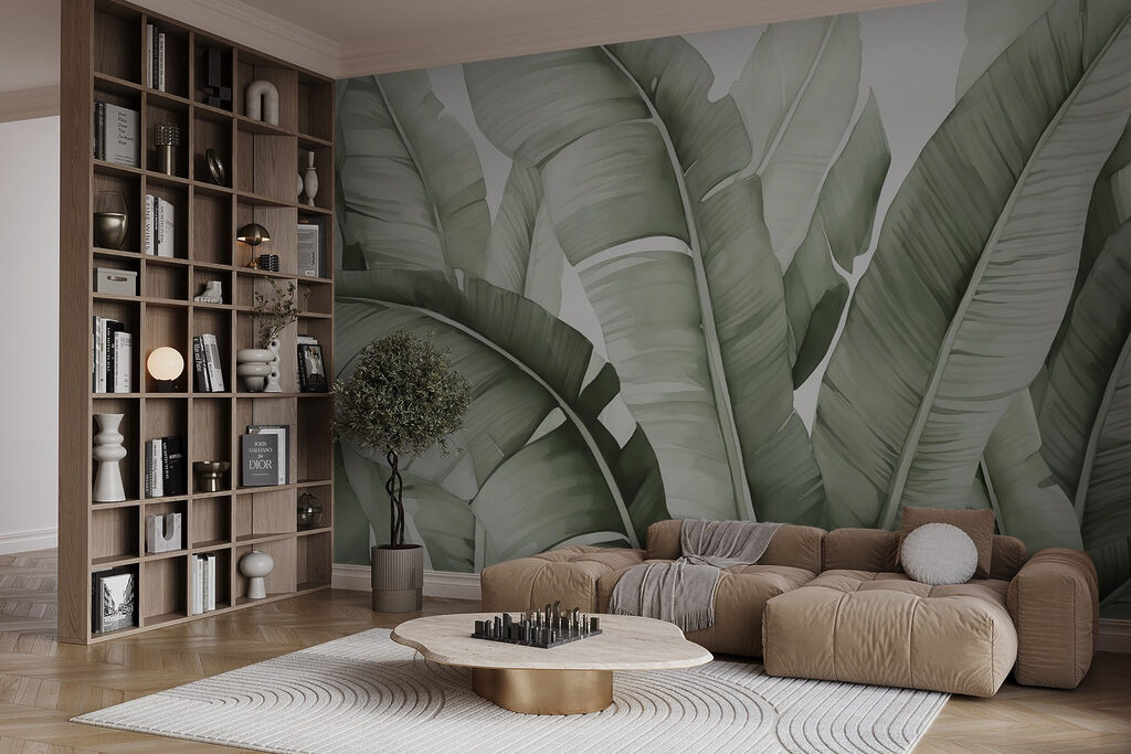 Blätter in Nahaufnahme in einem Interieur