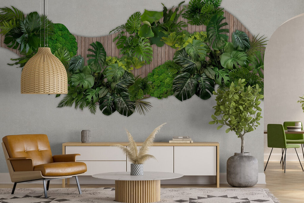 Insel aus Grün in einem Interieur