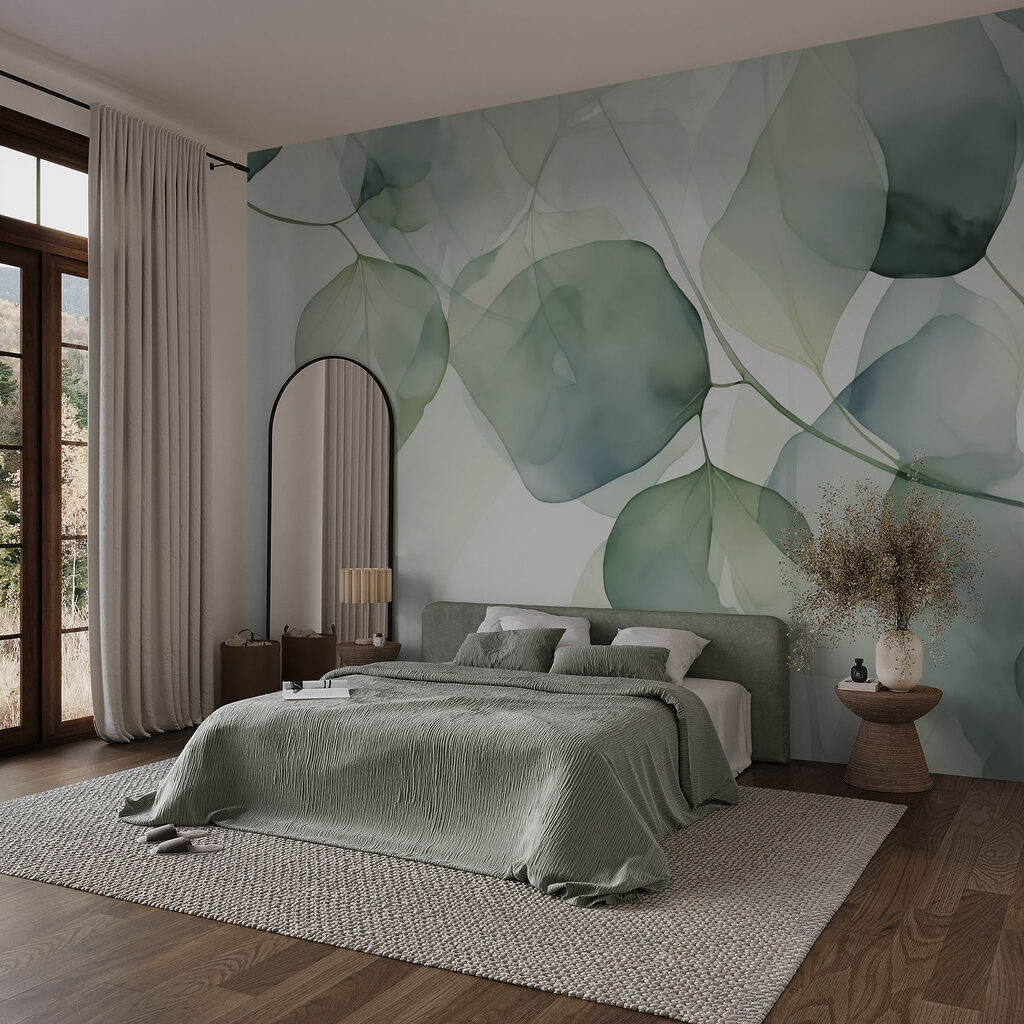 Durchscheinende runde Blätter in einem Interieur