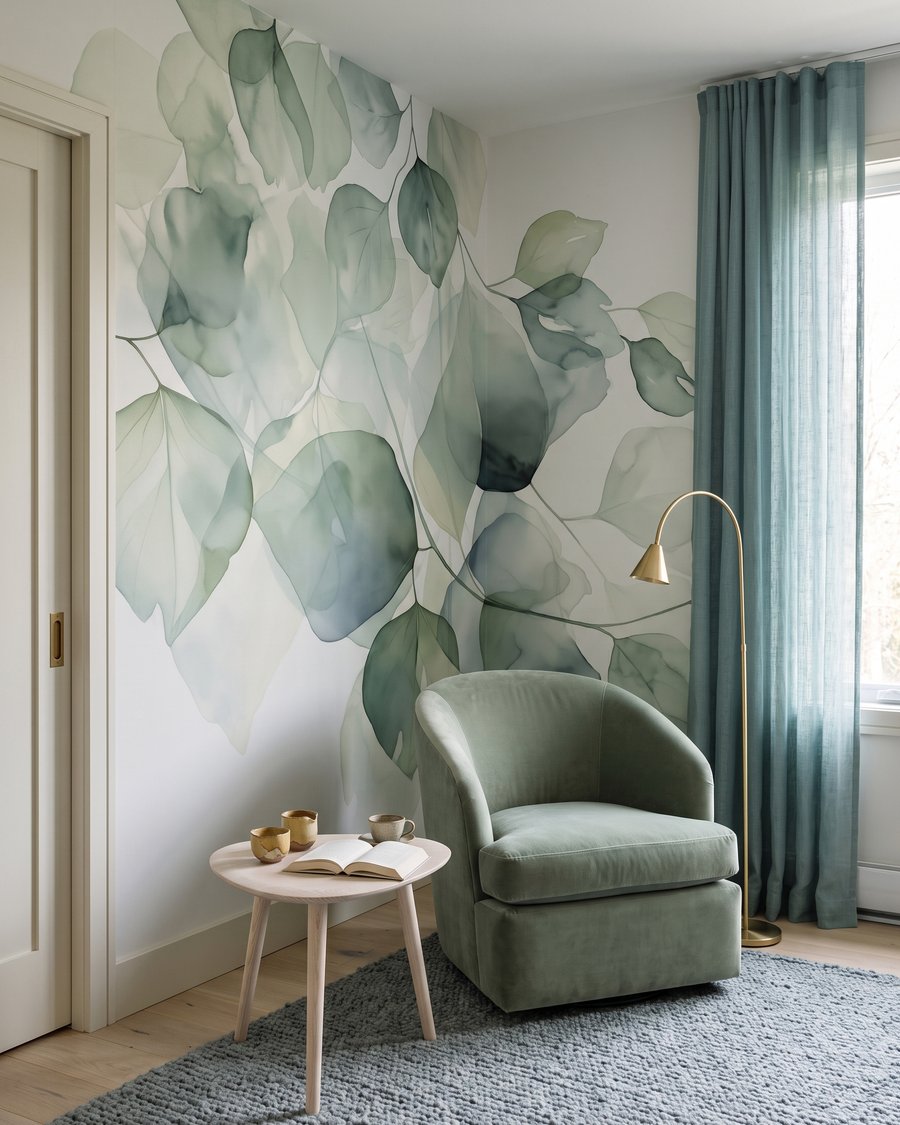Durchscheinende runde Blätter in einem Interieur