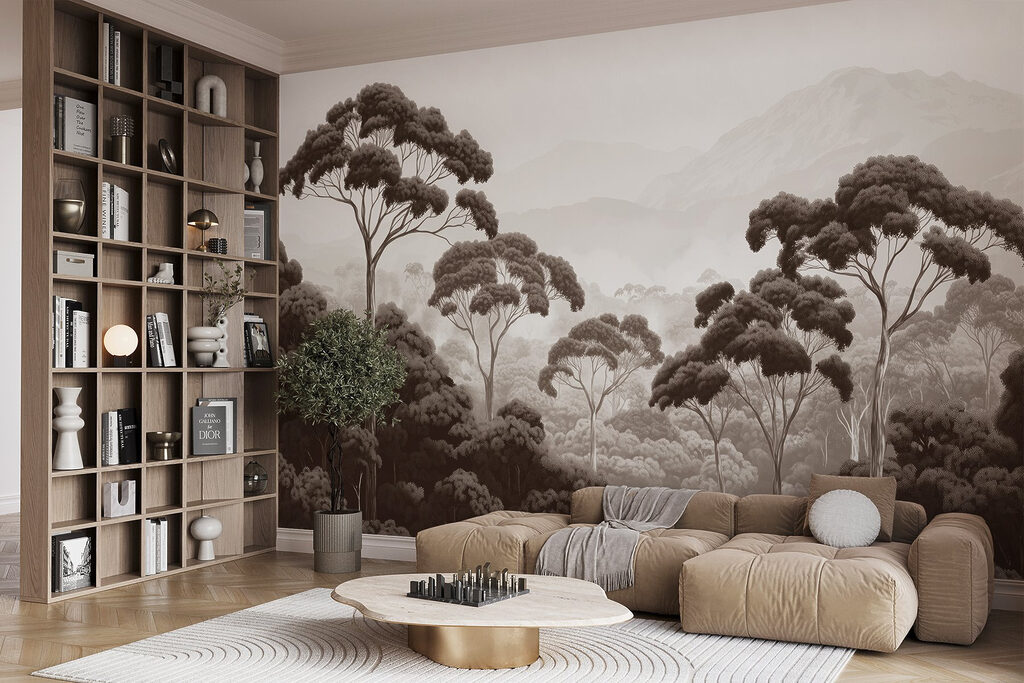Hohe Baumkronen in einem Interieur