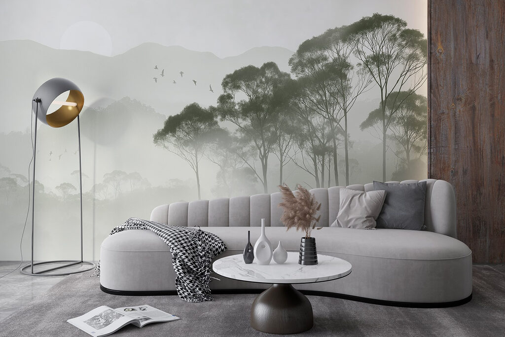 Nebel über dem Hügel in einem Interieur