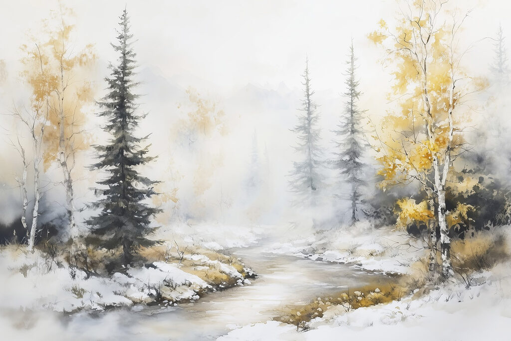 Winterbach in Aquarell — ganzes Design
