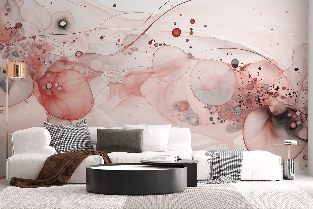 Farbkreise mit feinen Spritzern in einem Interieur