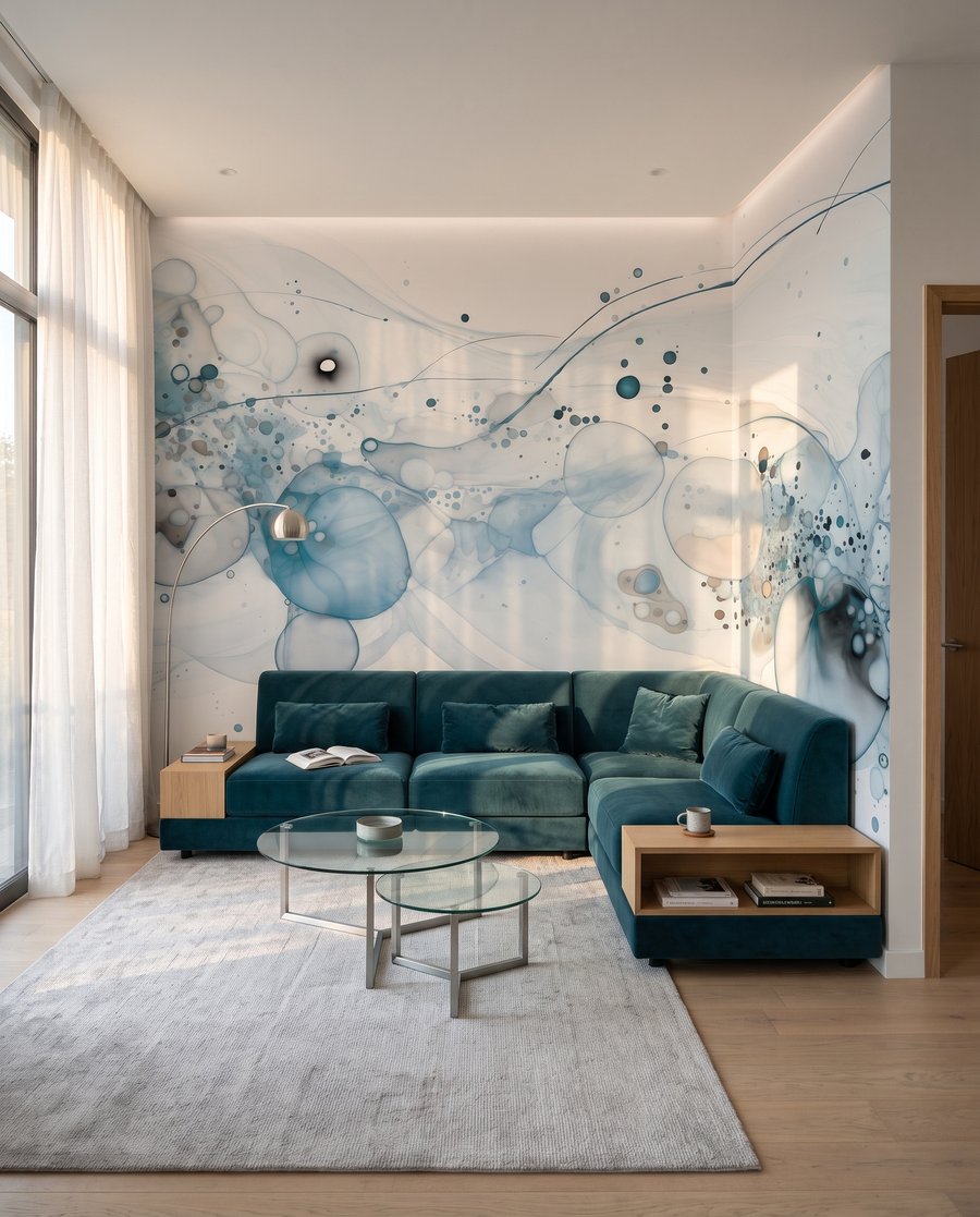Farbkreise mit feinen Spritzern — Interieur 1