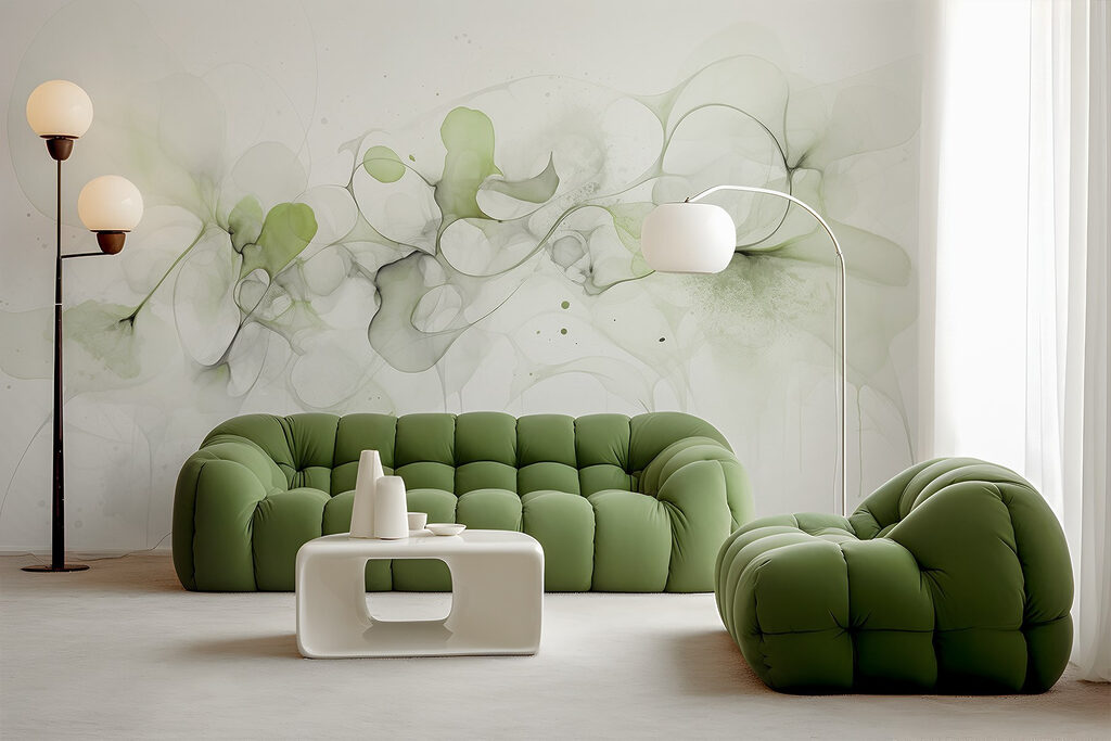 Zarte Farbströme in einem Interieur
