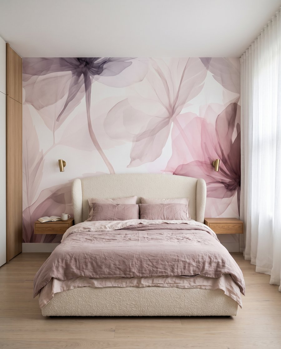 Blüten in malvenfarbenen Schleiern — Interieur 2