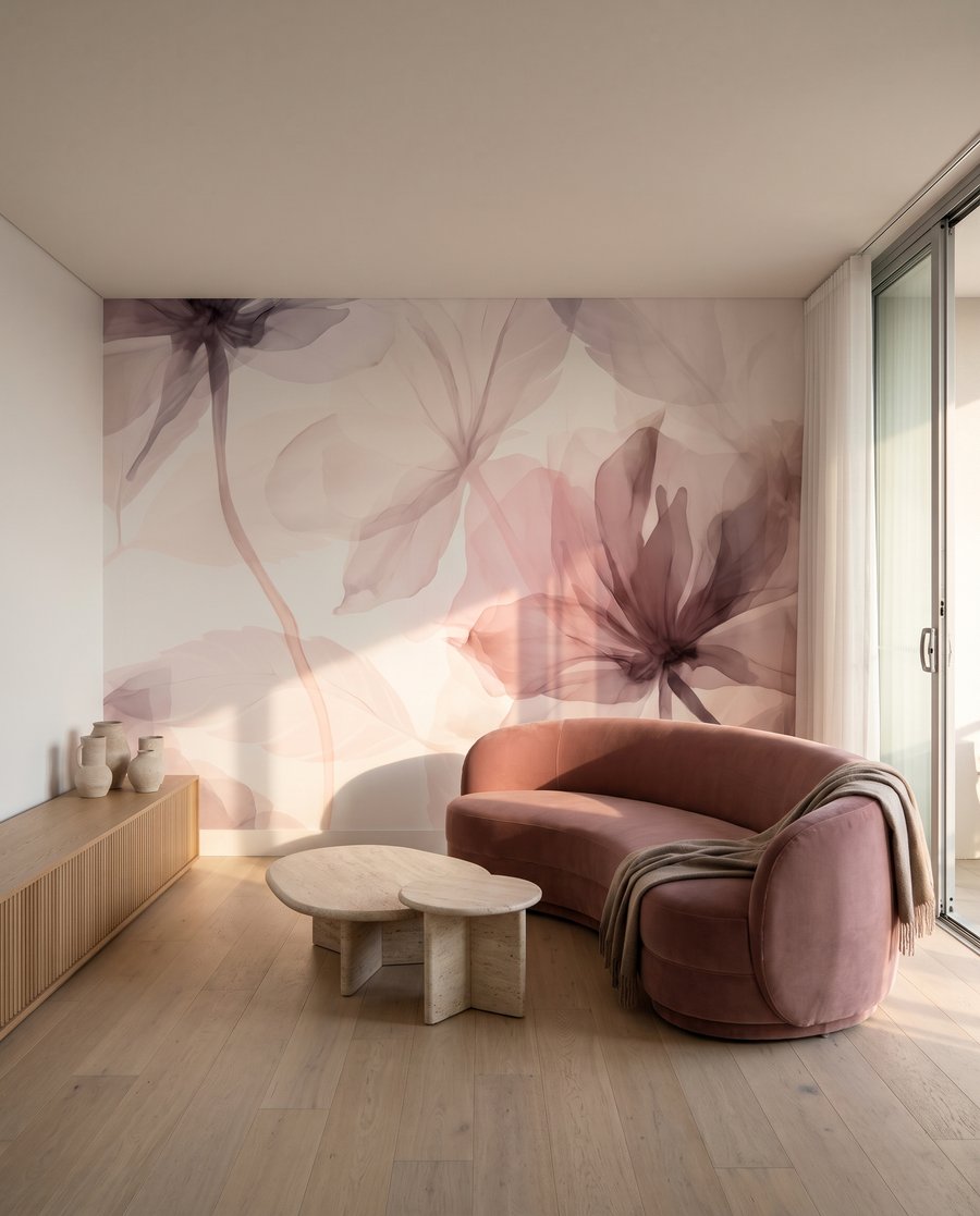 Blüten in malvenfarbenen Schleiern — Interieur 3