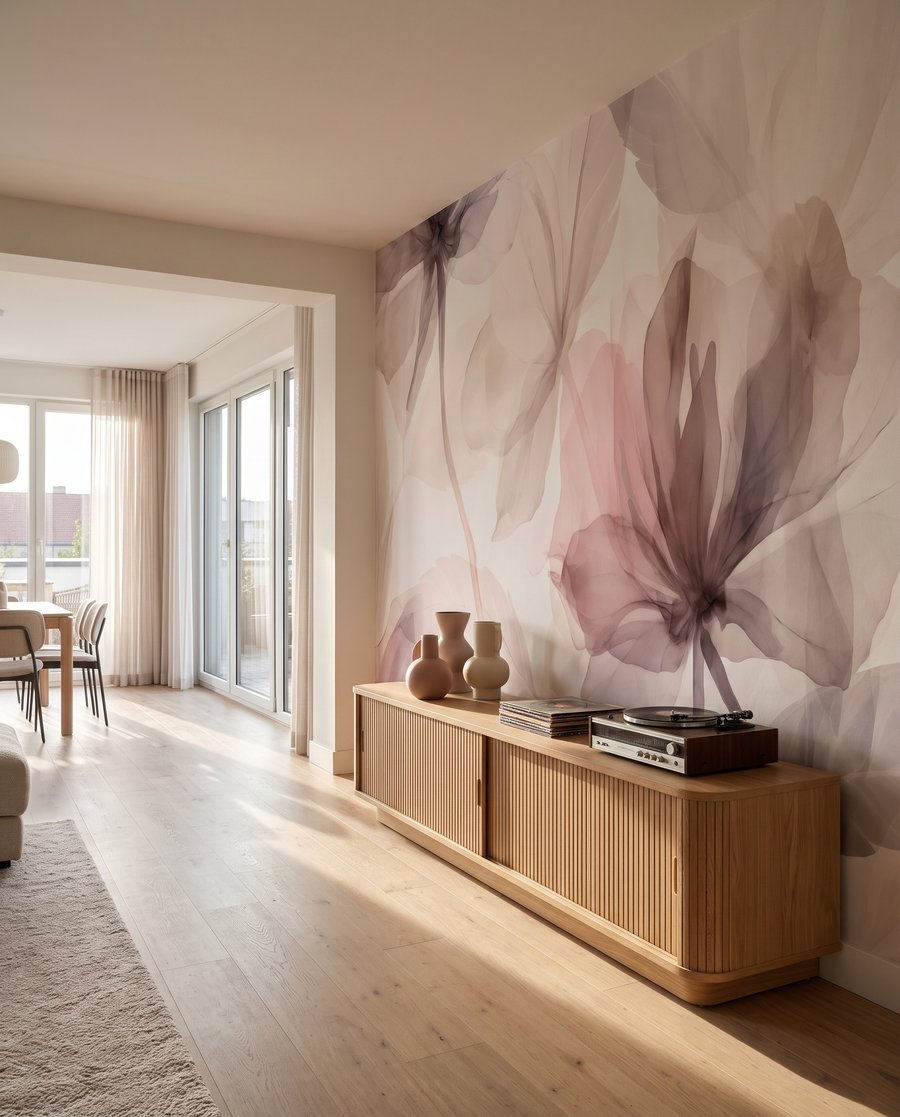 Blüten in malvenfarbenen Schleiern — Interieur 4