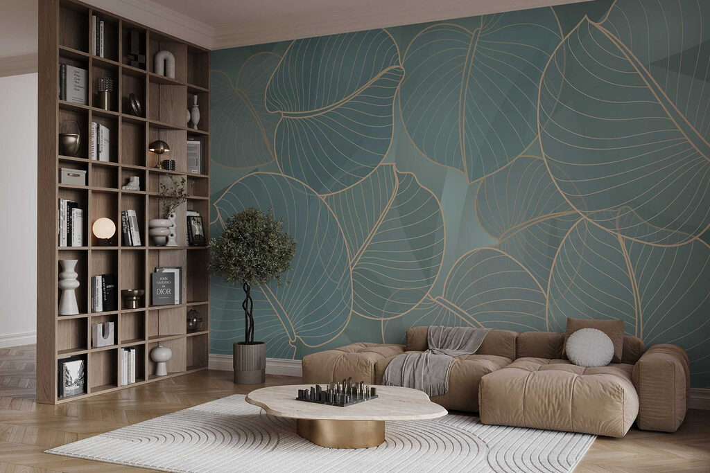 Blätter in feinen Linien in einem Interieur