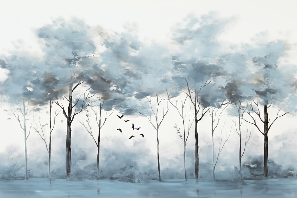 Vögel im lichten Wald — ganzes Design