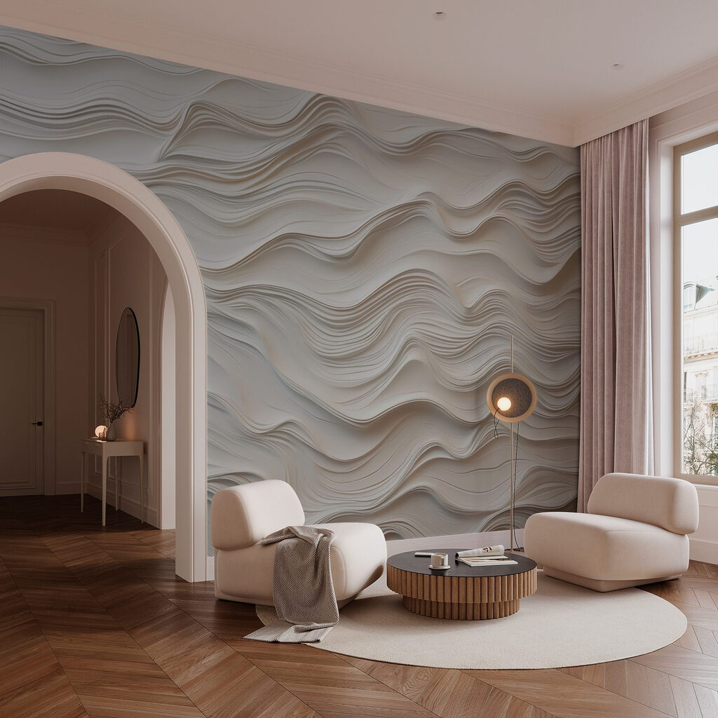 Wellen aus weißen Linien in einem Interieur