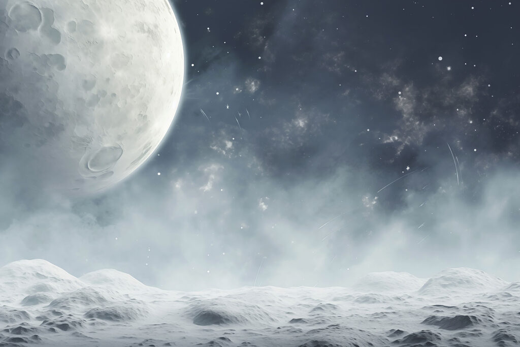 Mond über verschneiter Ebene — ganzes Design