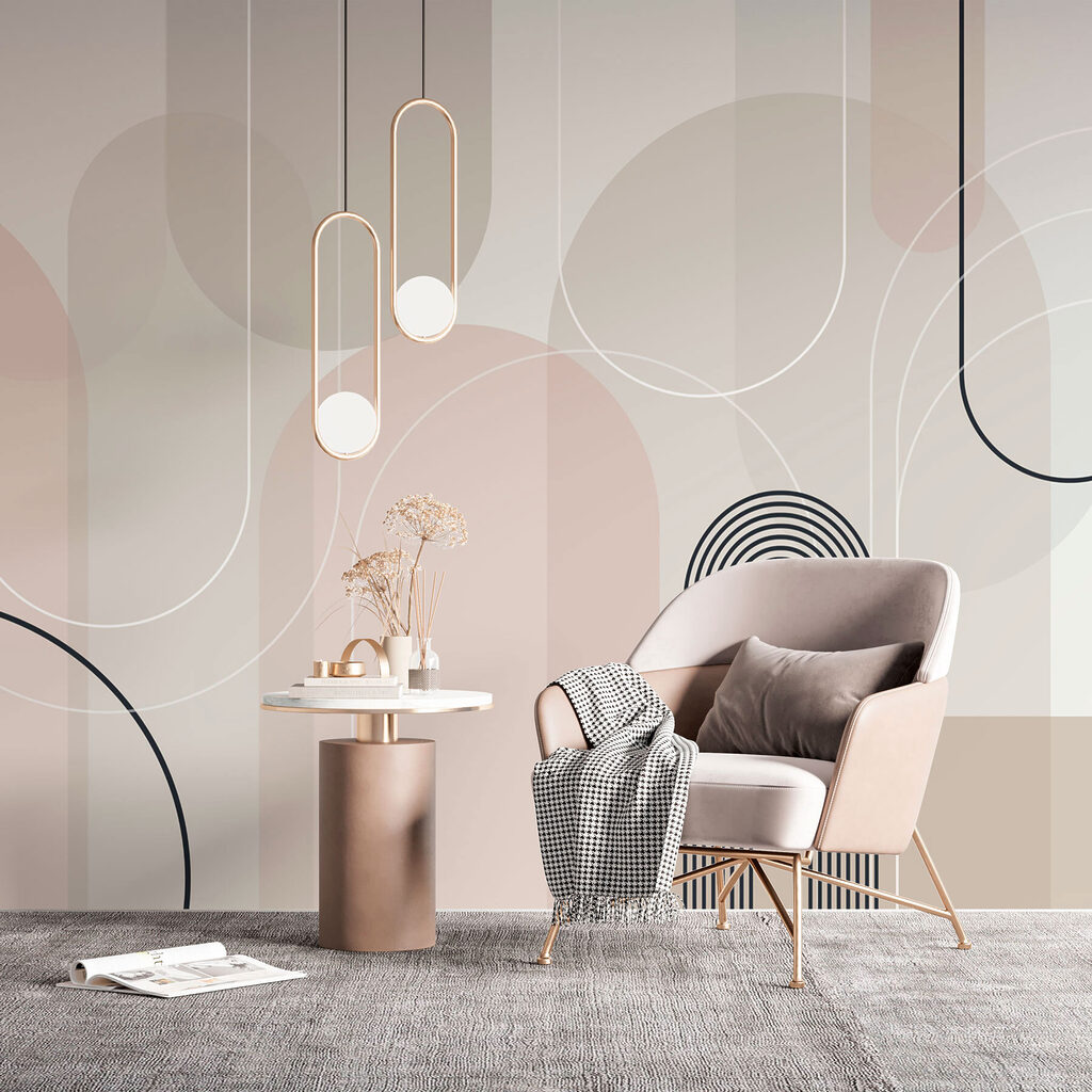Bögen mit Pastellkreisen in einem Interieur