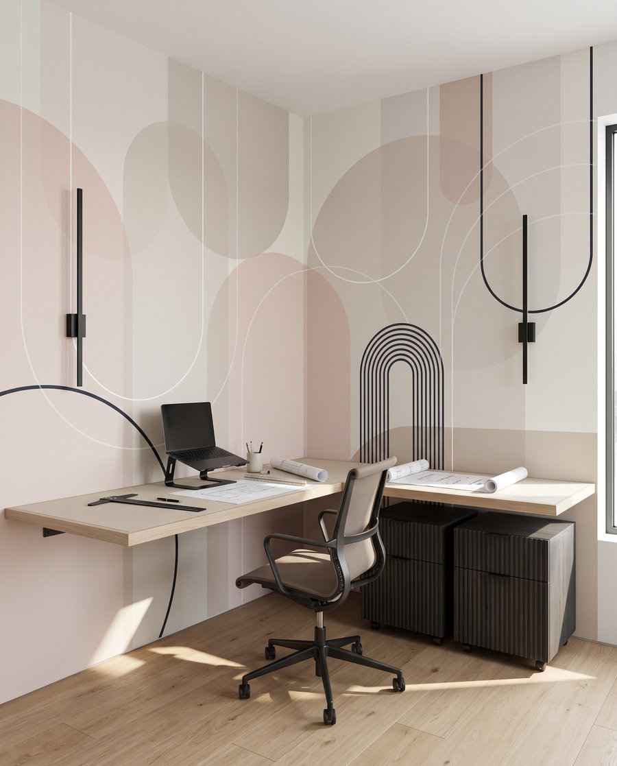Bögen mit Pastellkreisen in einem Interieur