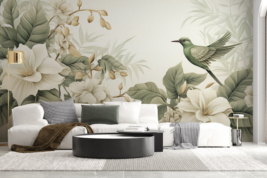 Kolibri zwischen cremeweißen Blüten — Interieur 1