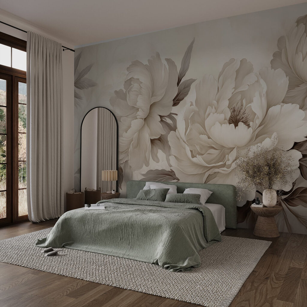 Volle Blüten im Schatten in einem Interieur