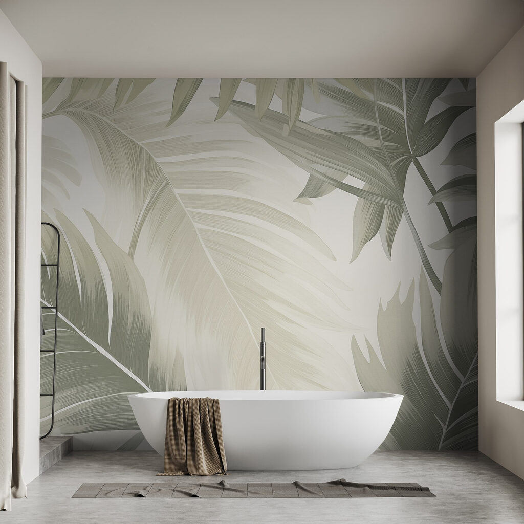 Blasse Palmwedel in einem Interieur