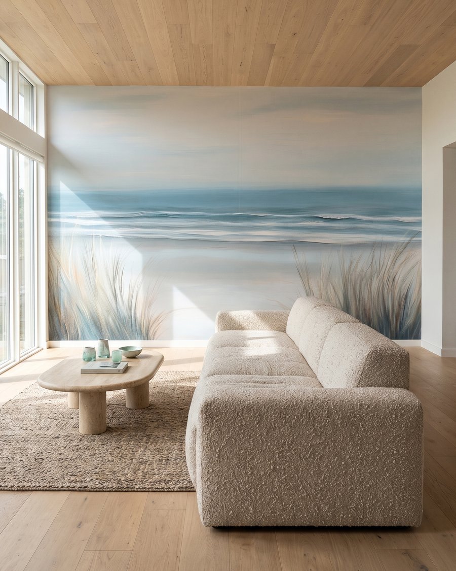 Meer hinter Dünengras in einem Interieur