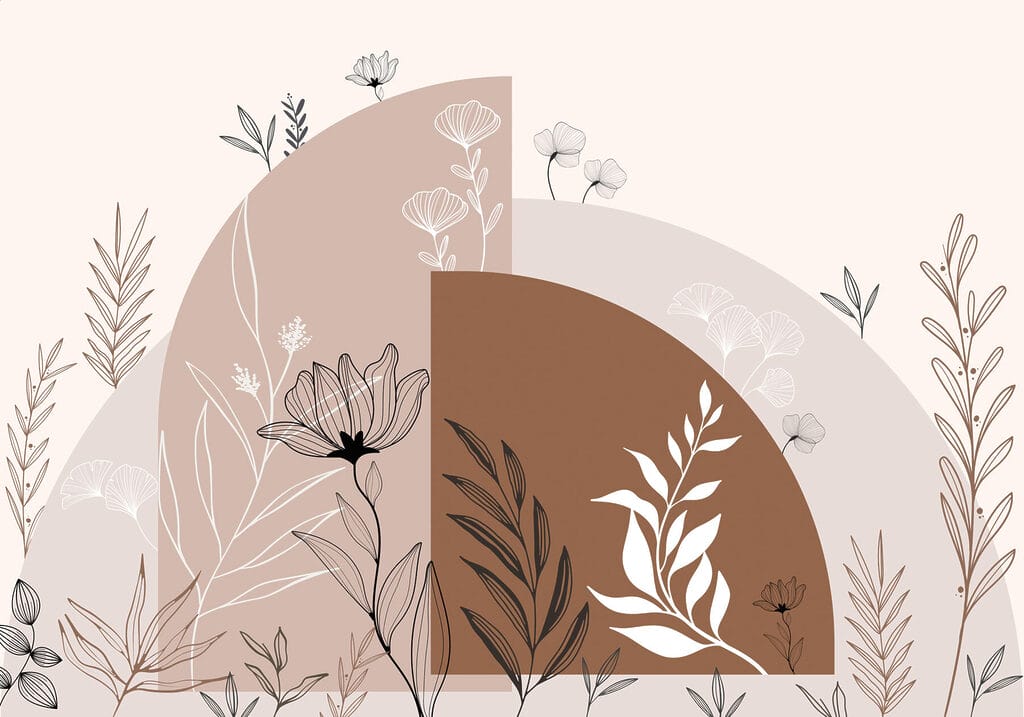 Blütenzweige vor Bögen — ganzes Design