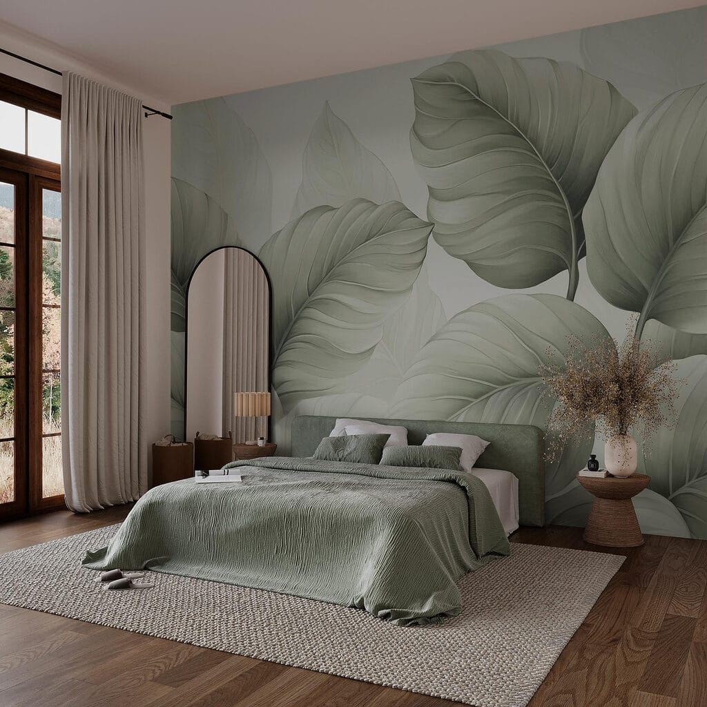 Blätter in sanftem Schatten in einem Interieur