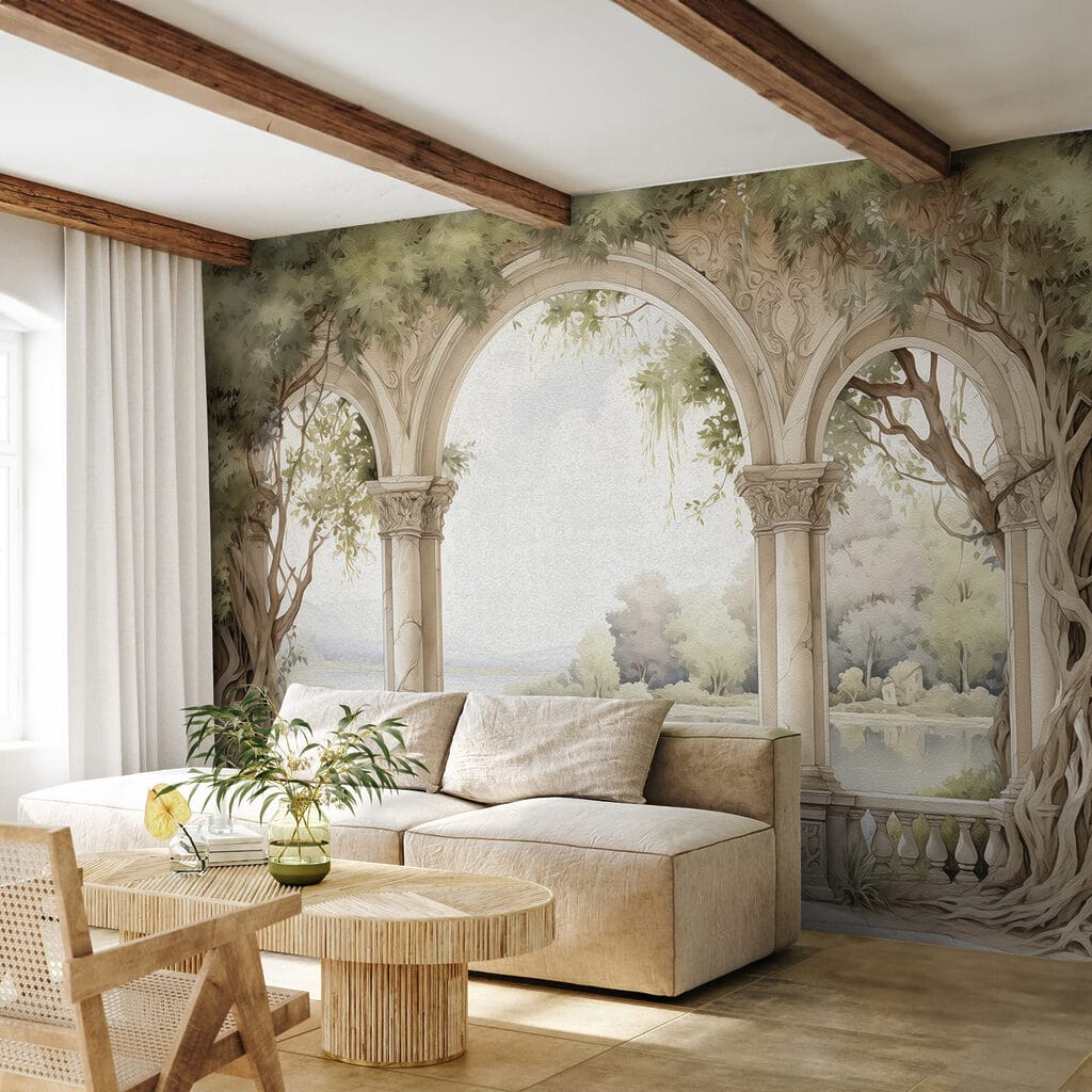 Bögen am stillen Wasser in einem Interieur