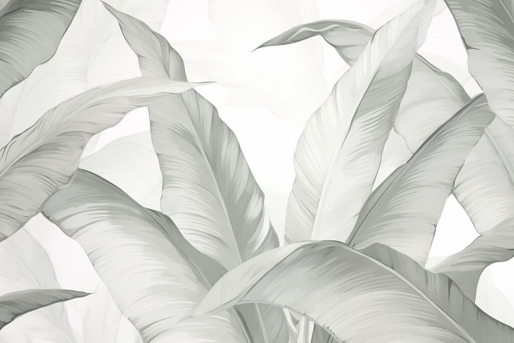 Blätter in blassen Pinselstrichen — ganzes Design