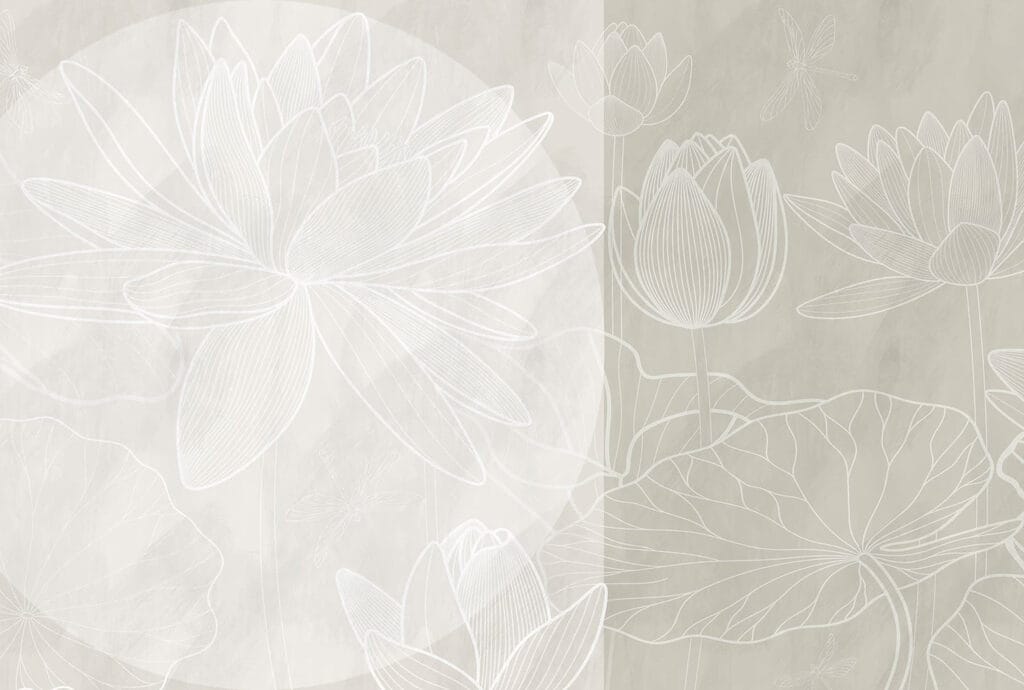 Lotus in weißen Linien — ganzes Design